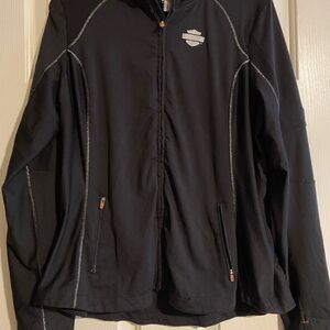 Harley-Davidson Black Bomber Jacket with Orange Zippers